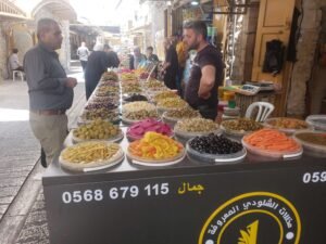 Vendor selling some kind of pickles in Hebron Palestine